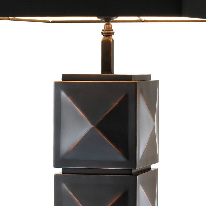 Lampa stołowa Eichholtz Carlo, postarzane wykończenie w brązie, zawiera klosz
