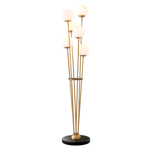 Antique brass finish | white glass | black marble base