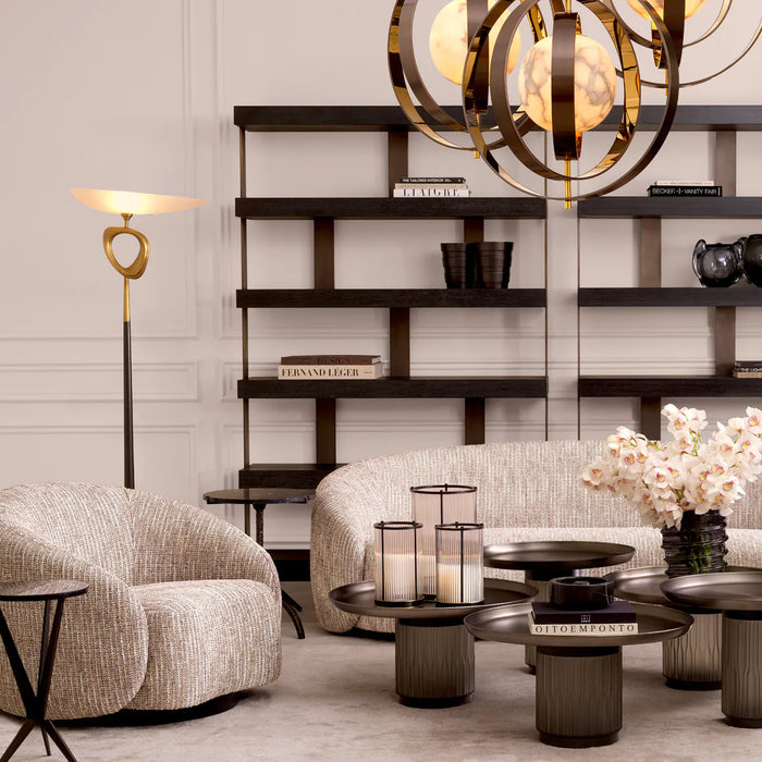 Antique brass finish | black finish | white glass | honed black marble base