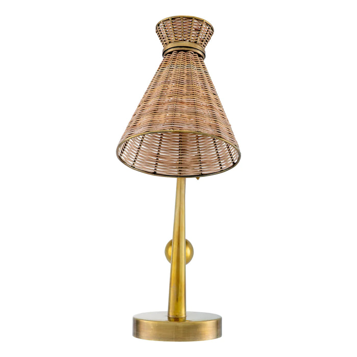 Natural rattan | vintage brass finish | black granite base