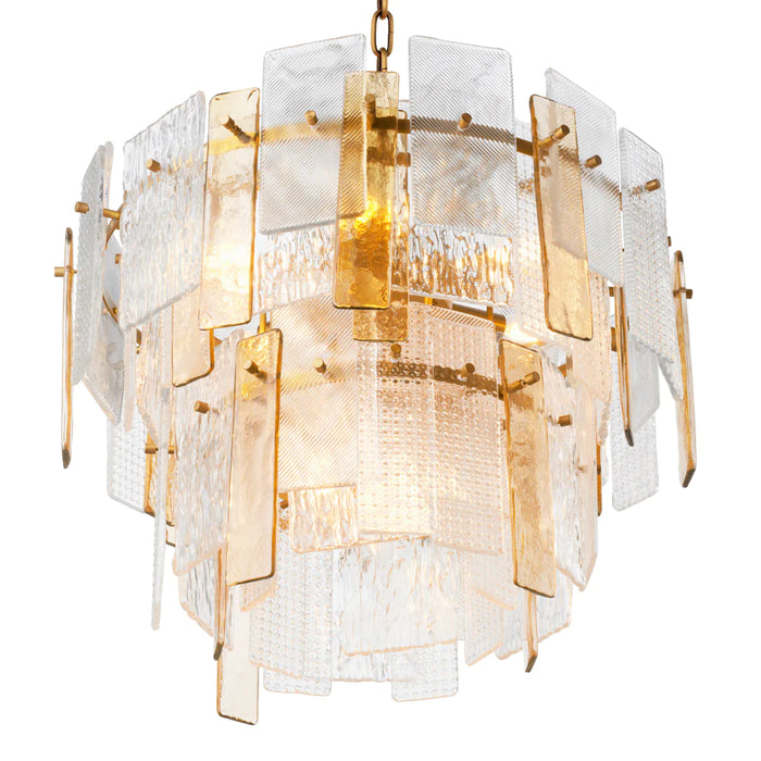 Textured glass | antique brass finish 