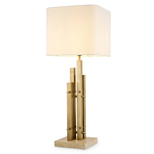 Vintage brass finish | travertine base