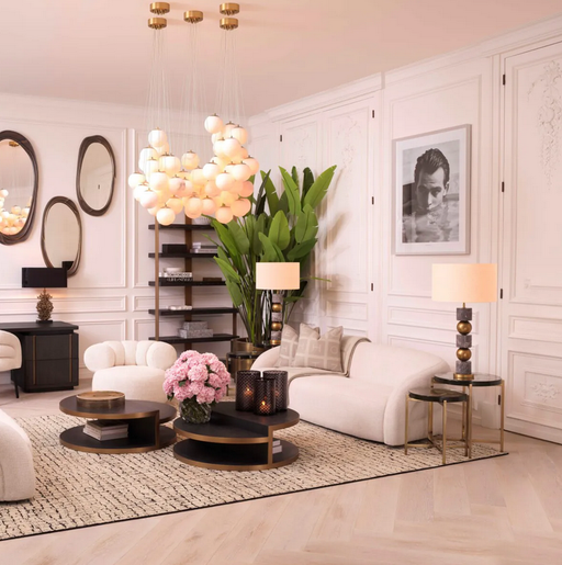 Antique brass finish | honed grey marble