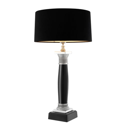 Lampa stołowa Eichholtz Napoleon, czarna, niklowane wykończenie, zawiera klosz