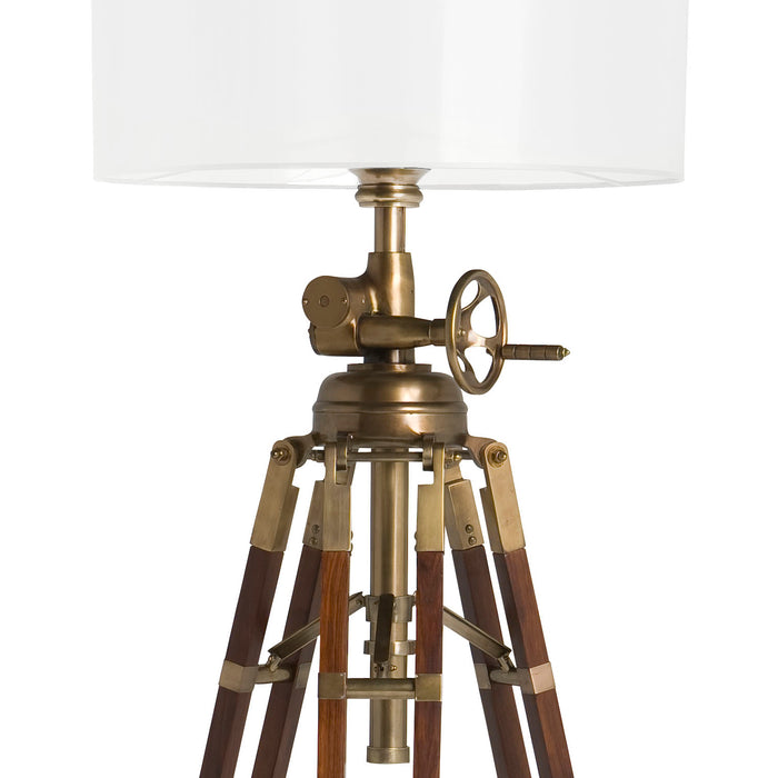 Lampa podłogowa Eichholtz Marine, postarzane mosiężne wykończenie, zawiera klosz