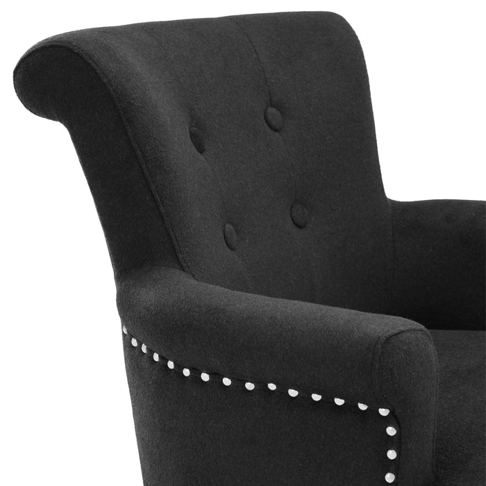 Krzesło stołowe Eichholtz Key Largo, z podłokietnikiem, czarny kaszmir
