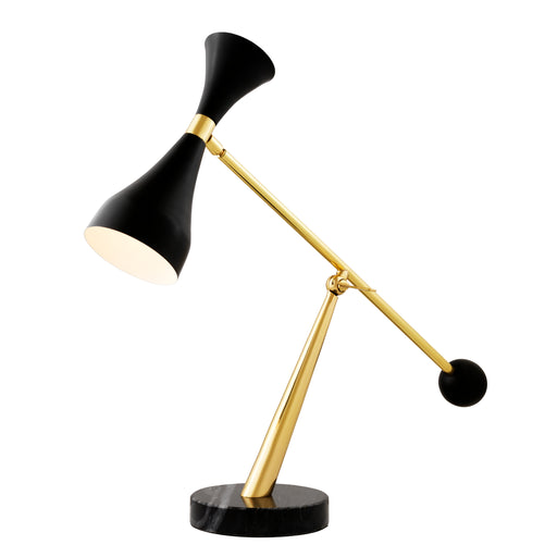 Lampa biurkowa Eichholtz Cordero, polerowany mosiądz, czarne wykończenie
