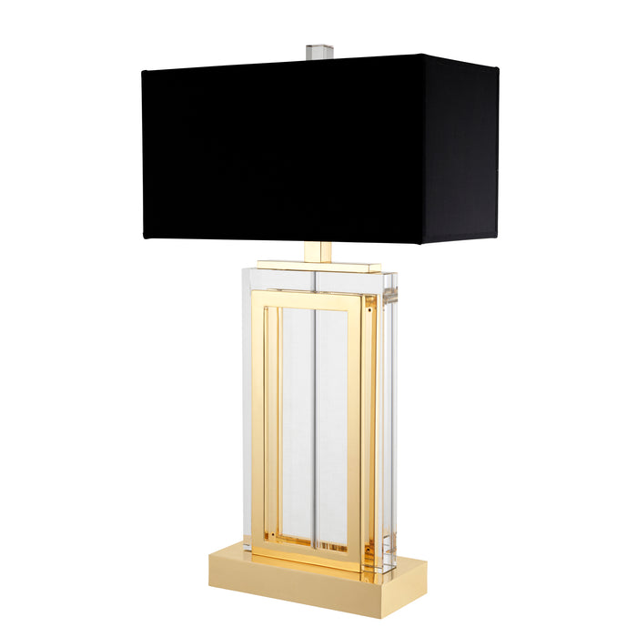 Lampa stołowa Eichholtz Arlington, kryształ, złote wykończenie, zawiera czarny klosz