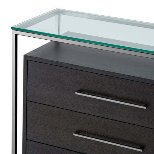 Komoda Eichholtz Durand, węglowy dębowy fornir, czarne niklowane wykończenie