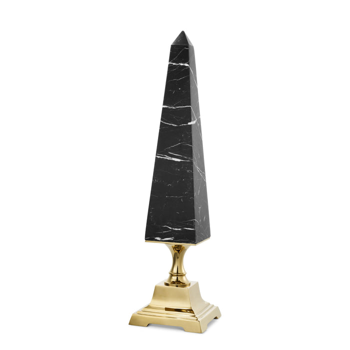 Obelisk Layford, L, złote wykończenie, czarny marmur