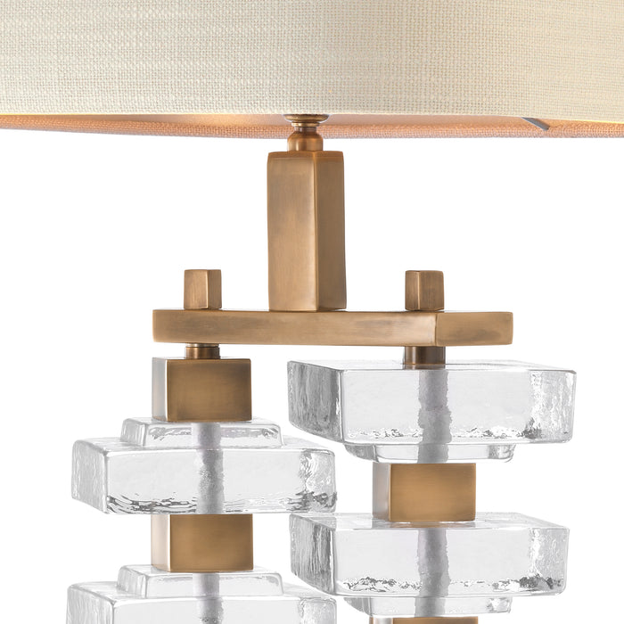 Lampa stołowa Eichholtz Toscana, mosiężne wykończenie vintage, zawiera klosz