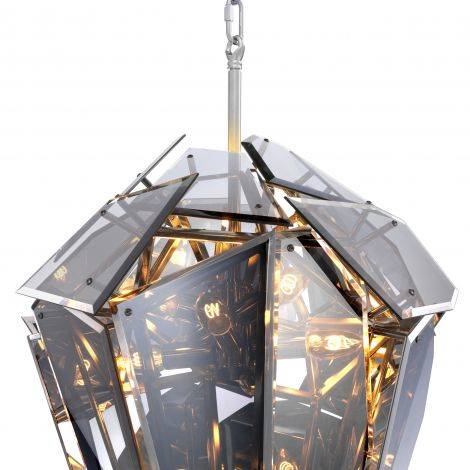 Żyrandol Eichholtz Shard, niklowane wykończenie, dymione szkło