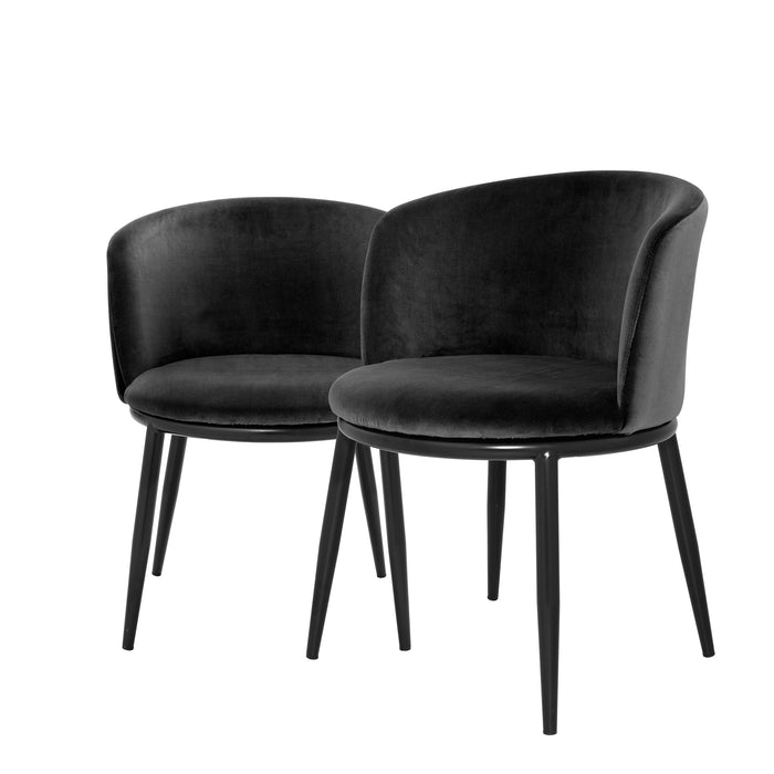 Krzesło stołowe Eichholtz Filmore, w kolorze cameron black, zestaw 2 szt.