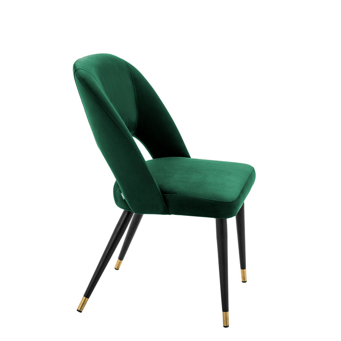 Krzesło stołowe Eichholtz Cipria, aksamit w kolorze roche green