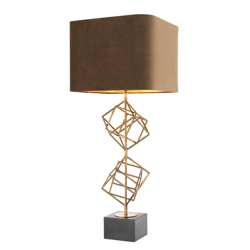 Lampa stołowa Eichholtz Matrix, mosiężne wykończenie vintage, zawiera klosz