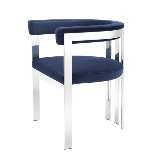 Krzesło stołowe Eichholtz Clubhouse, polerowana stal nierdzewna, w kolorze savona midnight blue