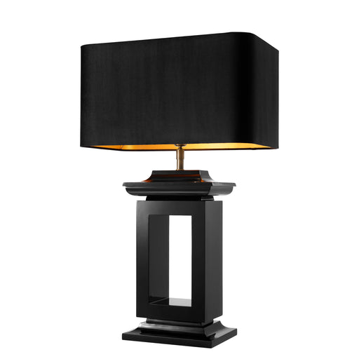 Lampa stołowa Eichholtz Mandarin, czarne błyszczące wykończenie, zawiera klosz