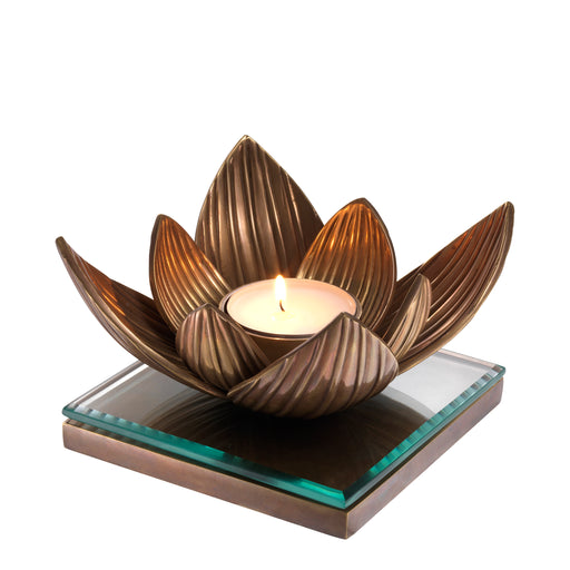 Świecznik na tealighty Eichholtz Lotus, mosiężne wykończenie vintage