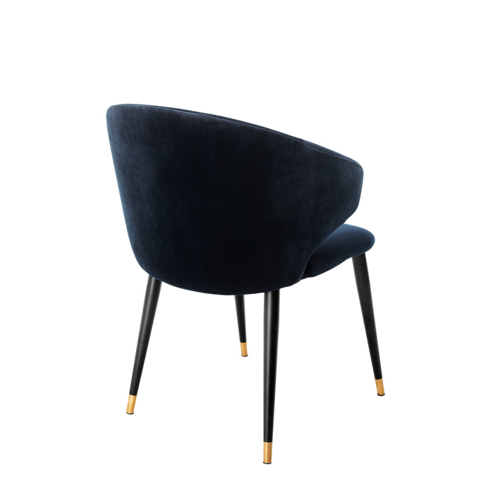 Krzesło stołowe Eichholtz Volante, z podłokietnikiem, w kolorze savona midnight blue