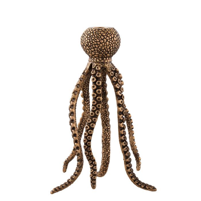 Świecznik Eichholtz Octopus, mosiężne wykończenie vintage