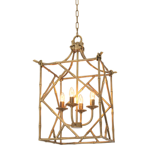 Żyrandol Eichholtz Waikiki, mosiężne wykończenie vintage