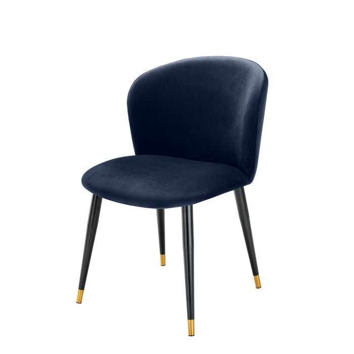 Krzesło stołowe Eichholtz Volante, aksamit w kolorze savona midnight blue