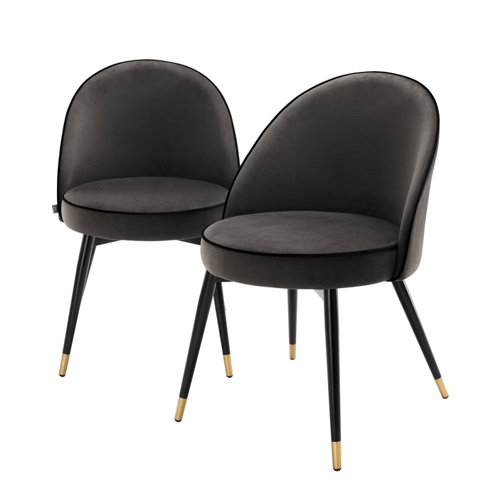 Krzesło stołowe Eichholtz Cooper, w kolorze roche dark grey, zestaw 2 szt.