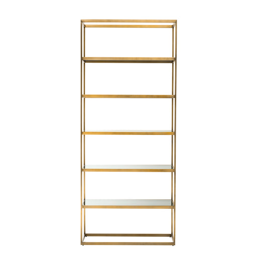 Regał Eichholtz Omega, wykończenie ze szczotkowanego mosiądzu, szkło dymione