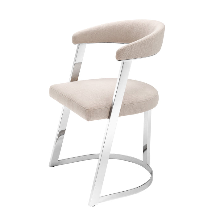 Krzesło stołowe Eichholtz Dexter, w kolorze panama natural, niklowane wykończenie