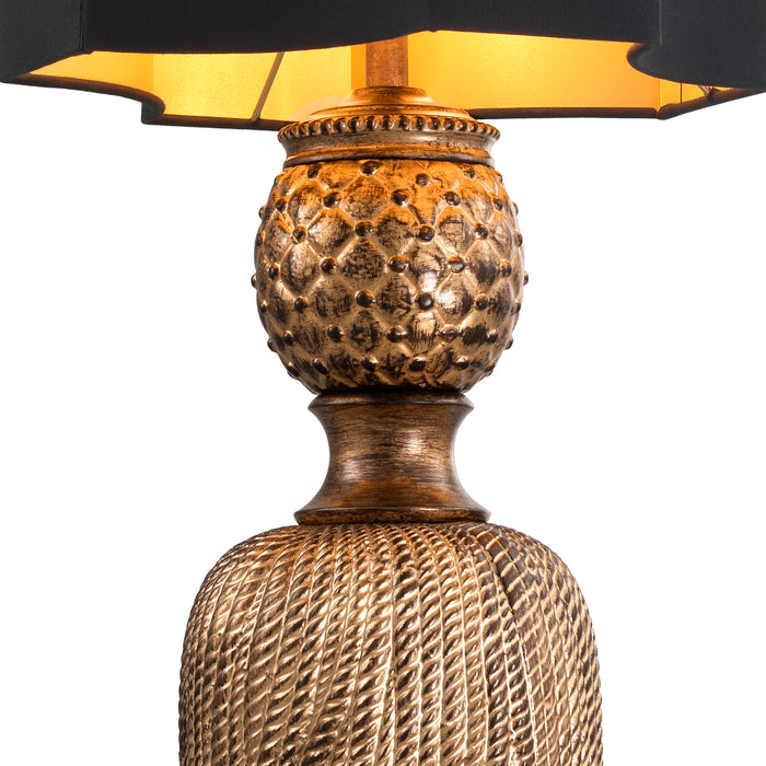 Lampa stołowa Eichholtz Fiocchi, postarzane złote wykończenie, zawiera klosz