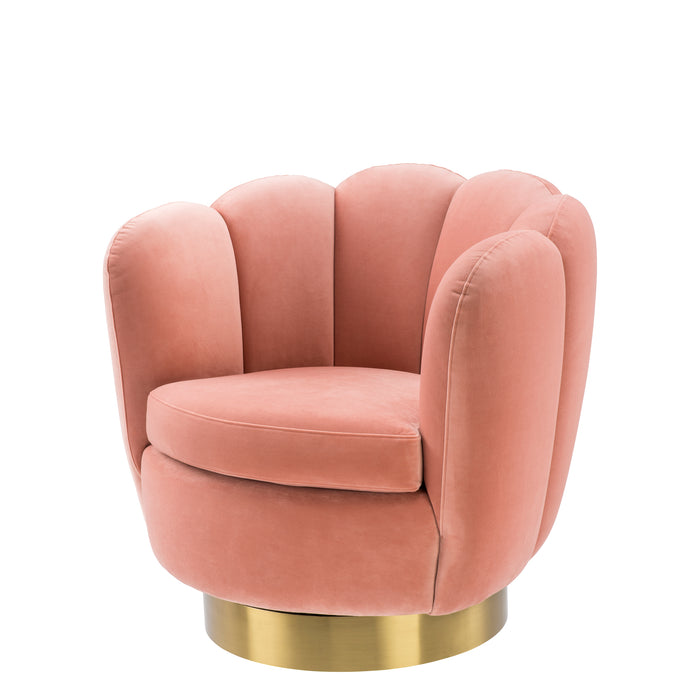Fotel obrotowy Eichholtz Mirage, aksamit w kolorze savona nude