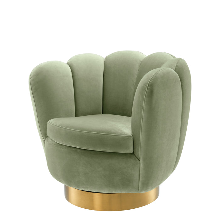 Fotel obrotowy Eichholtz Mirage, aksamit w kolorze savona pistache green