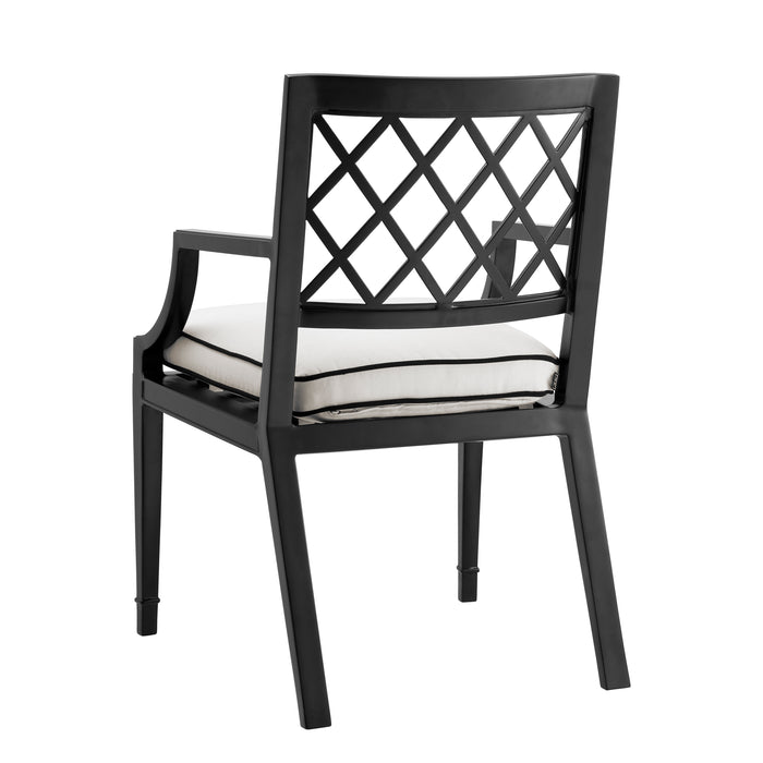 Krzesło stołowe Eichholtz Paladium, z podłokietnikiem, w kolorze outdoor matte black