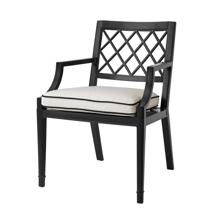 Krzesło stołowe Eichholtz Paladium, z podłokietnikiem, w kolorze outdoor matte black