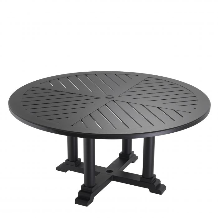 Stół jadalniany Eichholtz Bell Rive, ø 160cm, w kolorze outdoor matte black