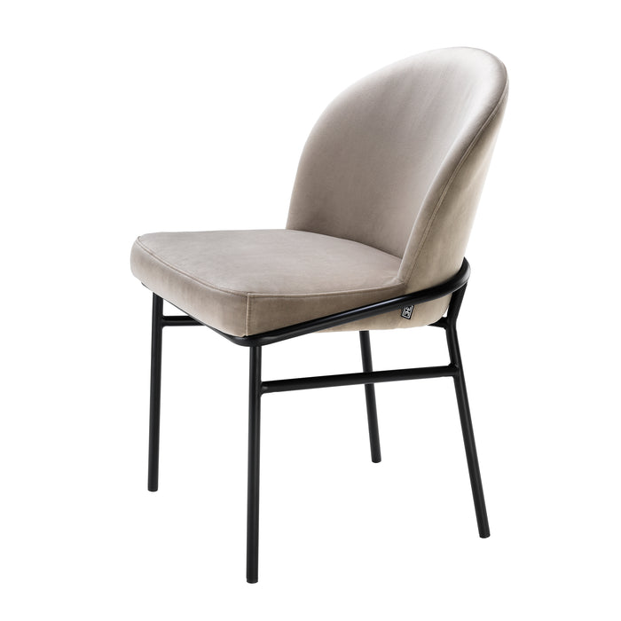 Krzesło stołowe Eichholtz Willis, surowy aksamit w kolorze savona, zestaw 2 szt.