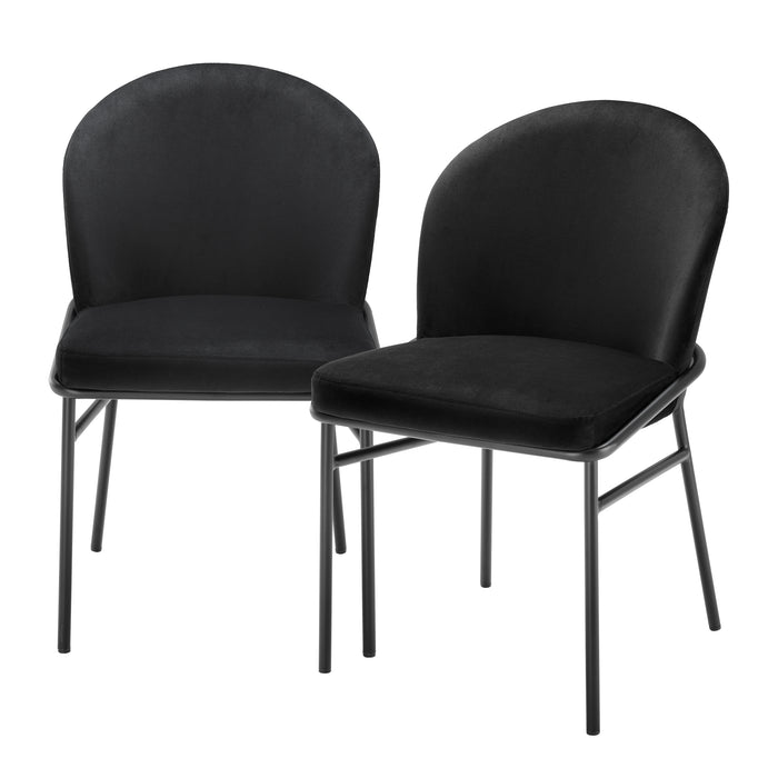 Krzesło stołowe Eichholtz Willis, aksamit w kolorze roche black, zestaw 2 szt.