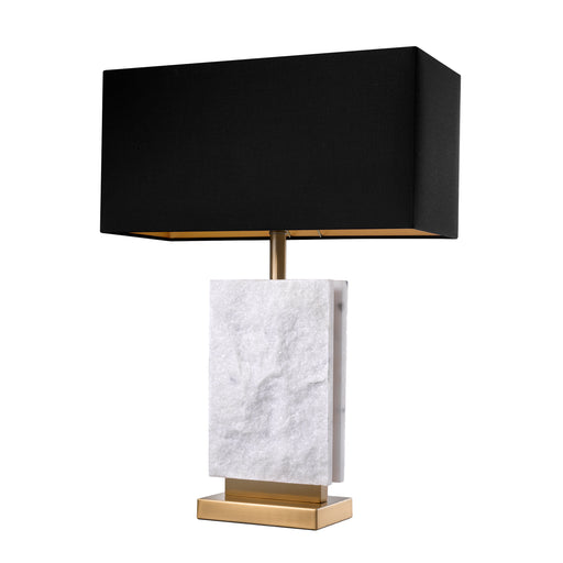 Lampa stołowa Eichholtz Charleston, postarzane mosiężne wykończenie, zawiera klosz