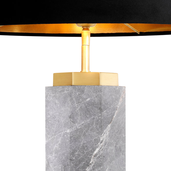 Lampa stołowa Eichholtz Newman, szary marmur, zawiera klosz