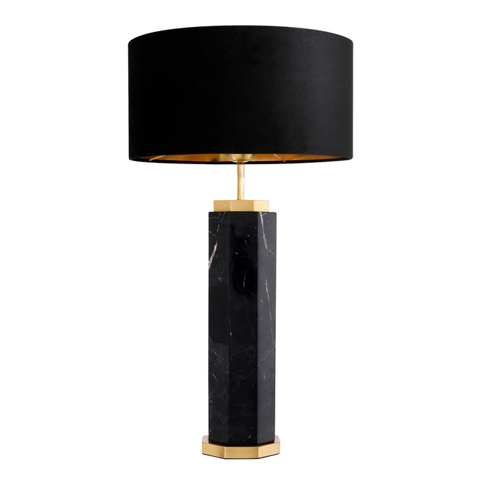 Lampa stołowa Eichholtz Newman, czarny marmur, zawiera klosz