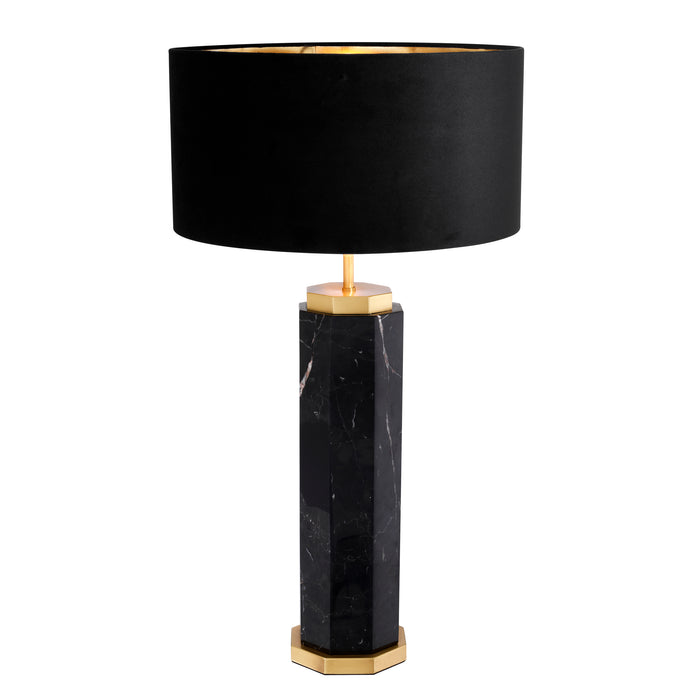 Lampa stołowa Eichholtz Newman, czarny marmur, zawiera klosz