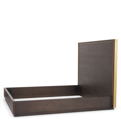 Skrzynia łóżka z wezgłowiem Eichholtz Camelot, drewno i szczotkowany mosiądz