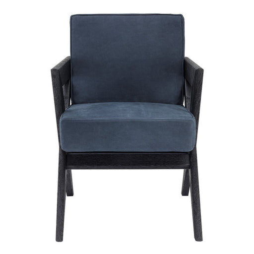 Krzesło do jadalni Eichholtz Felippe w nubukowej granatowej skórze