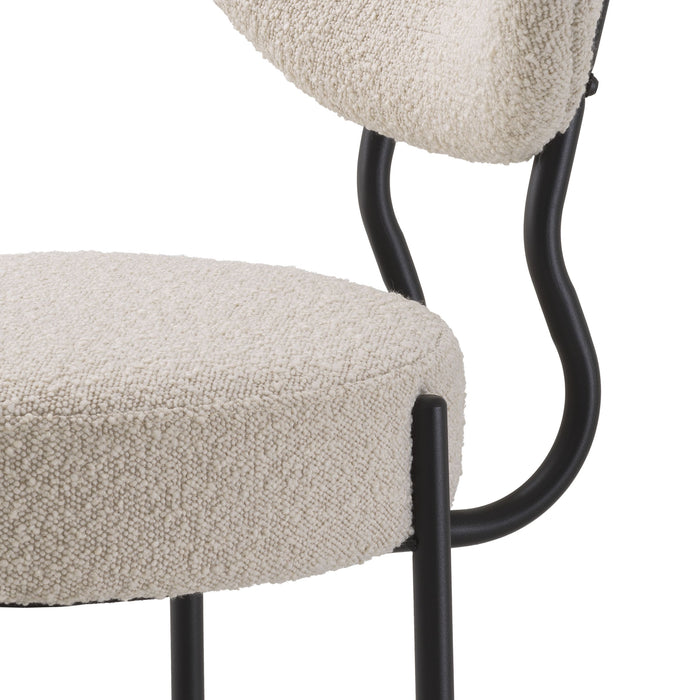 Krzesło do jadalni Eichholtz Vicq zestaw 2 sztuk, w tkaninie Bouclé cream