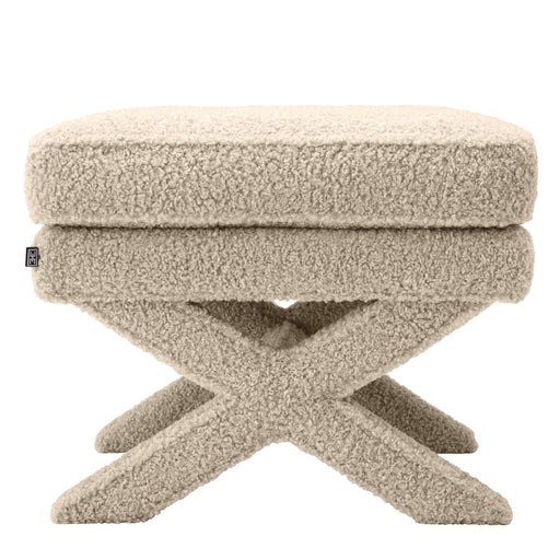 Pufa Eichholtz Cordoba, w pluszowej tkaninie Canberra sand