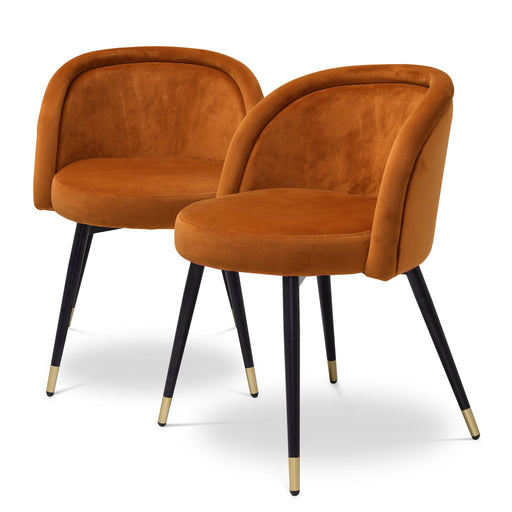 Krzesło do jadalni Eichholtz Chloé zestaw 2 sztuk, w tkaninie Savona orange velvet