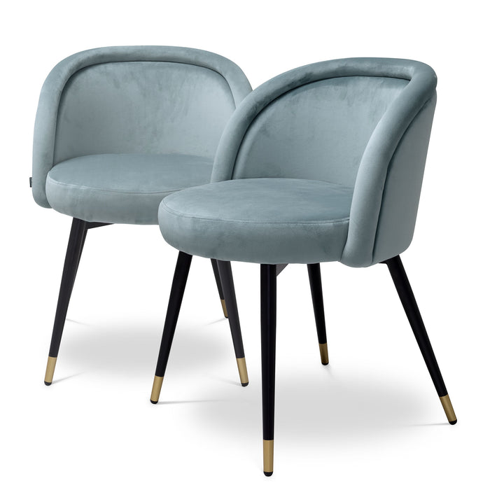 Krzesło do jadalni Eichholtz Chloé zestaw 2 sztuk, w tkaninie Savona blue velvet