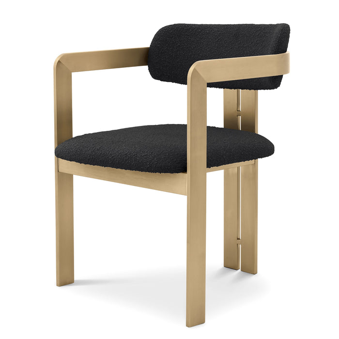 Krzesło Eichholtz Donato w tkaninie Boucle bouclé black