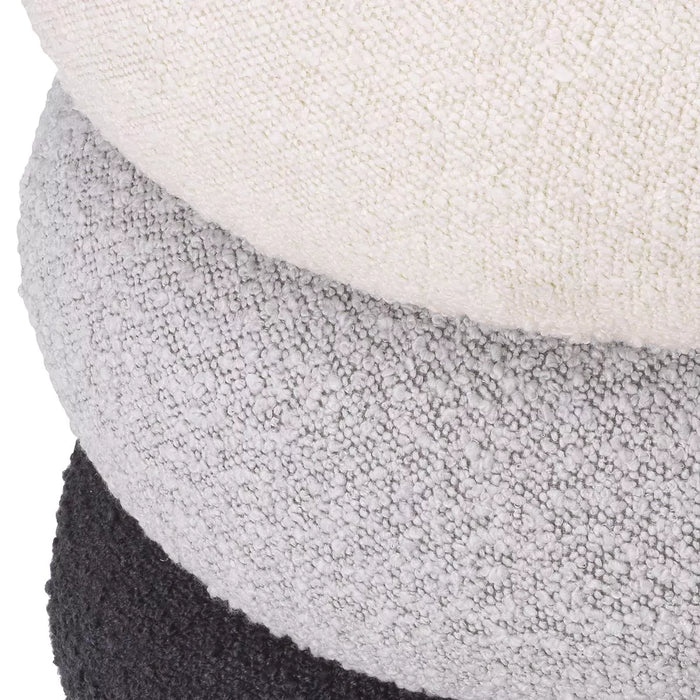 Stołek Eichholtz Tulum w tkaninie Bouclé cream, bouclé grey, bouclé black