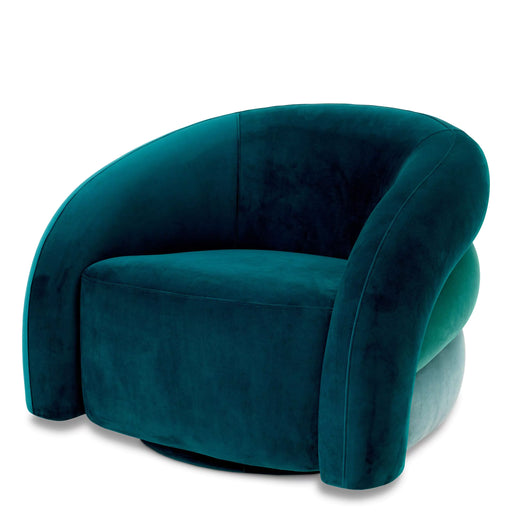 Fotel obrotowy Eichholtz Novelle w tkaninie Savona sea green velvet, Savona turquoise velvet, Savona blue velvet